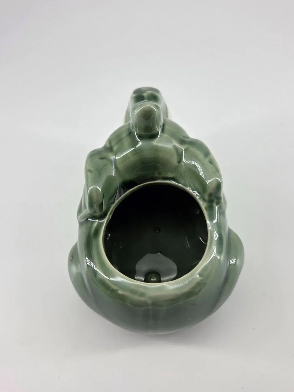 Vintage Sage Green Ceramic Elephant Planter Succulent Pot